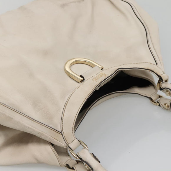 GUCCI Tote Bag Leather Ivory Gold 189835 Auth 135191