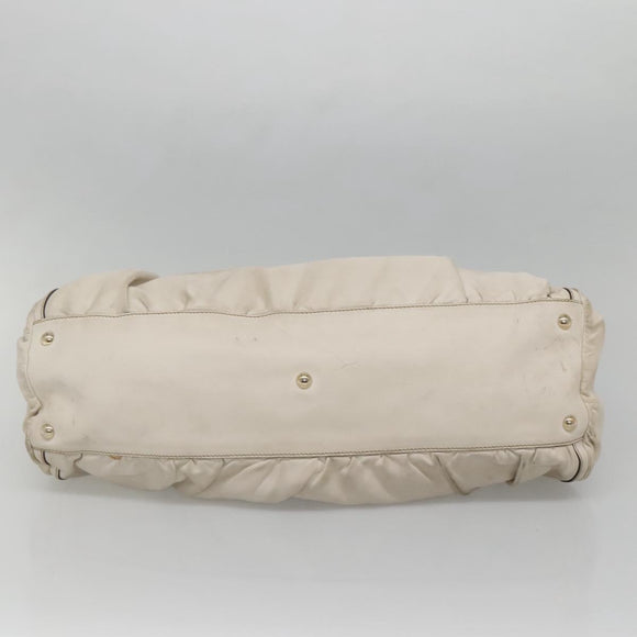 GUCCI Tote Bag Leather Ivory Gold 189835 Auth 135191