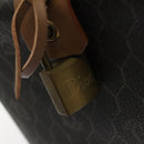 Christian Dior Honeycomb Canvas Boston Bag PVC Black Gold Auth 135192-10