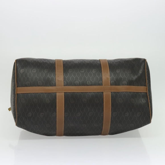 Christian Dior Honeycomb Canvas Boston Bag PVC Black Gold Auth 135192