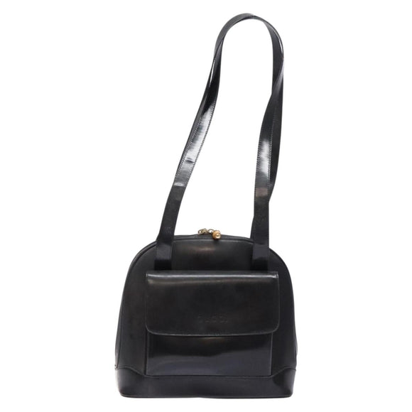 GUCCI Shoulder Bag Leather Black Gold 001 3444 1650 Auth 135195