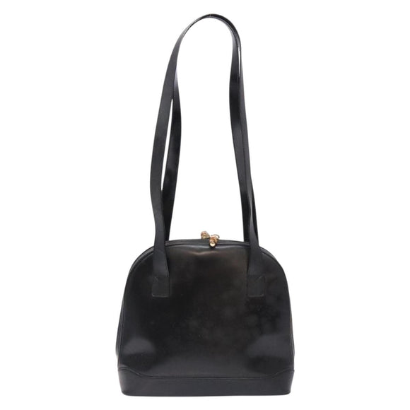 GUCCI Shoulder Bag Leather Black Gold 001 3444 1650 Auth 135195