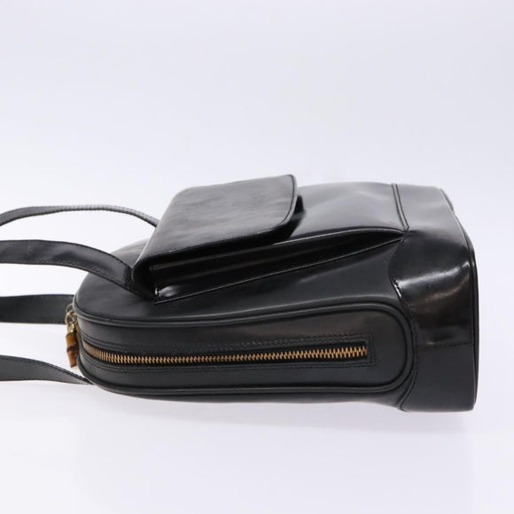 GUCCI Shoulder Bag Leather Black Gold 001 3444 1650 Auth 135195
