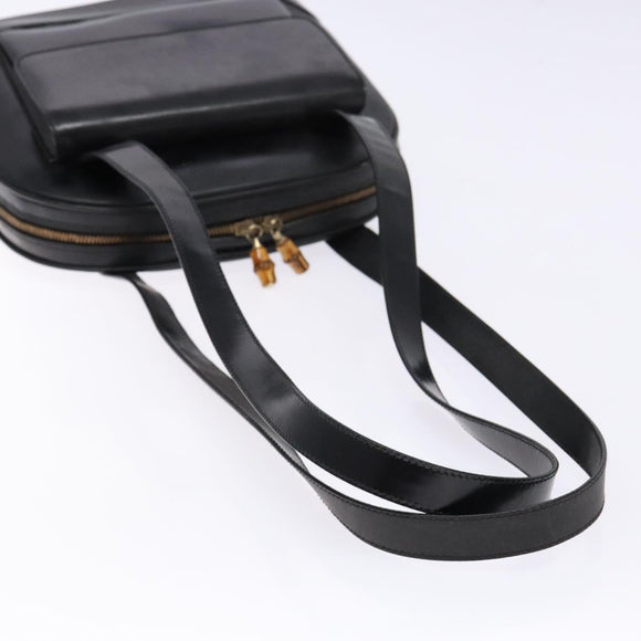 GUCCI Shoulder Bag Leather Black Gold 001 3444 1650 Auth 135195