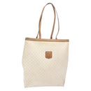 CELINE Macadam Canvas Tote Bag PVC Leather White Gold Auth 135197-1