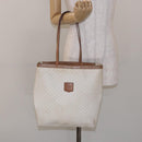 CELINE Macadam Canvas Tote Bag PVC Leather White Gold Auth 135197-20