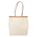 CELINE Macadam Canvas Tote Bag PVC Leather White Gold Auth 135197-2