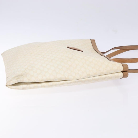 CELINE Macadam Canvas Tote Bag PVC Leather White Gold Auth 135197