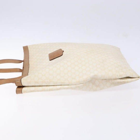 CELINE Macadam Canvas Tote Bag PVC Leather White Gold Auth 135197