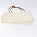 CELINE Macadam Canvas Tote Bag PVC Leather White Gold Auth 135197-5