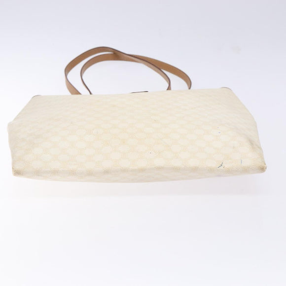 CELINE Macadam Canvas Tote Bag PVC Leather White Gold Auth 135197
