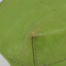 FENDI Tote Bag Leather Green Silver Auth 135199-10