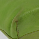 FENDI Tote Bag Leather Green Silver Auth 135199-12