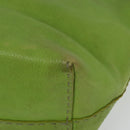 FENDI Tote Bag Leather Green Silver Auth 135199-13