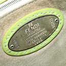 FENDI Tote Bag Leather Green Silver Auth 135199-14
