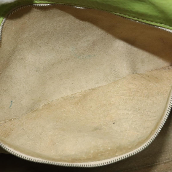 FENDI Tote Bag Leather Green Silver Auth 135199