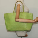 FENDI Tote Bag Leather Green Silver Auth 135199-19