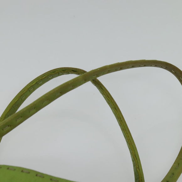 FENDI Tote Bag Leather Green Silver Auth 135199