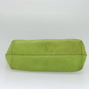 FENDI Tote Bag Leather Green Silver Auth 135199-9