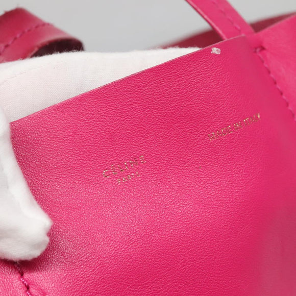 CELINE Tote Bag Leather Pink Gold Auth 135200