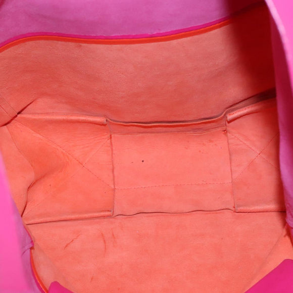 CELINE Tote Bag Leather Pink Gold Auth 135200