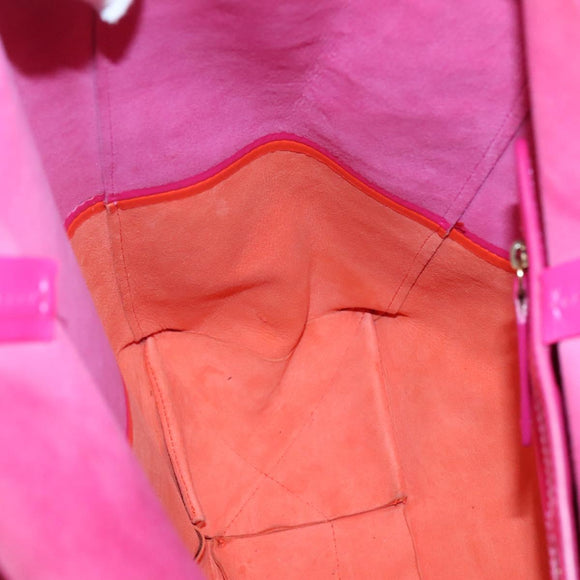 CELINE Tote Bag Leather Pink Gold Auth 135200