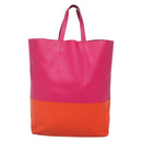 CELINE Tote Bag Leather Pink Gold Auth 135200-2