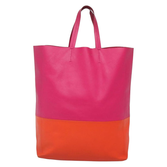 CELINE Tote Bag Leather Pink Gold Auth 135200