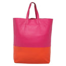 CELINE Tote Bag Leather Pink Gold Auth 135200-3