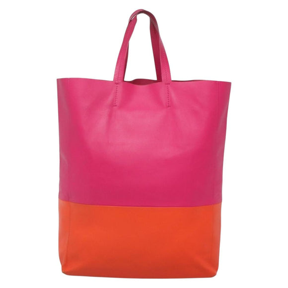 CELINE Tote Bag Leather Pink Gold Auth 135200