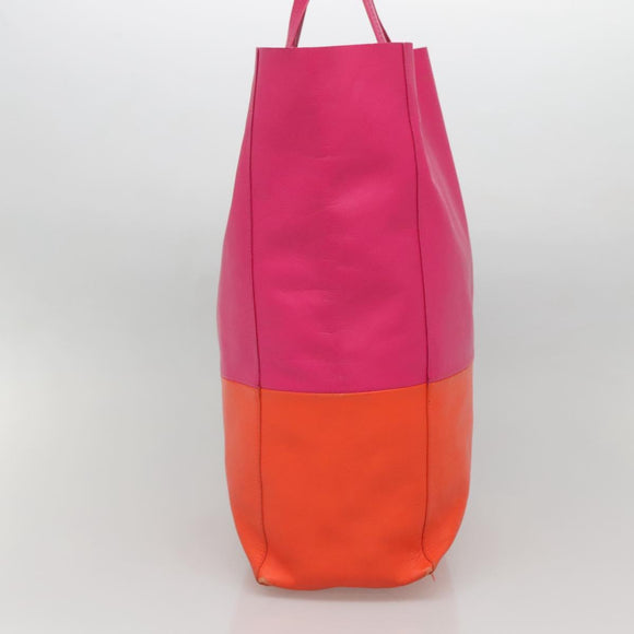 CELINE Tote Bag Leather Pink Gold Auth 135200