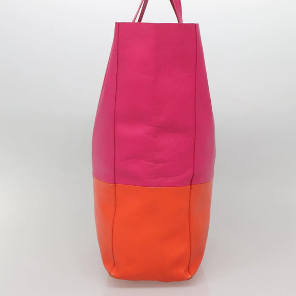 CELINE Tote Bag Leather Pink Gold Auth 135200