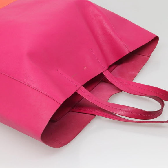 CELINE Tote Bag Leather Pink Gold Auth 135200
