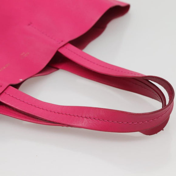 CELINE Tote Bag Leather Pink Gold Auth 135200