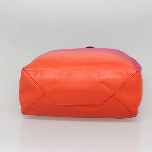 CELINE Tote Bag Leather Pink Gold Auth 135200