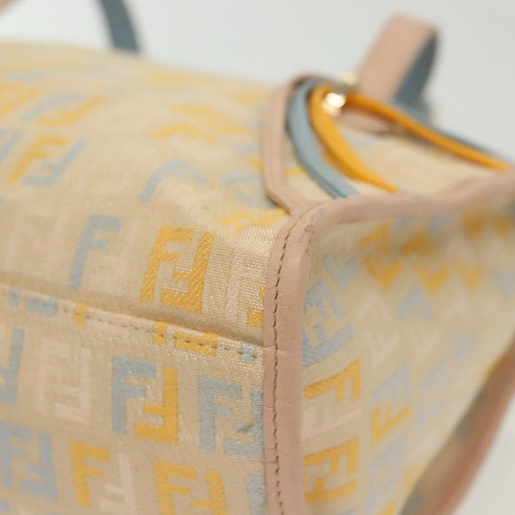 FENDI Zucchino Canvas Hand Bag Beige Gold Auth 135203