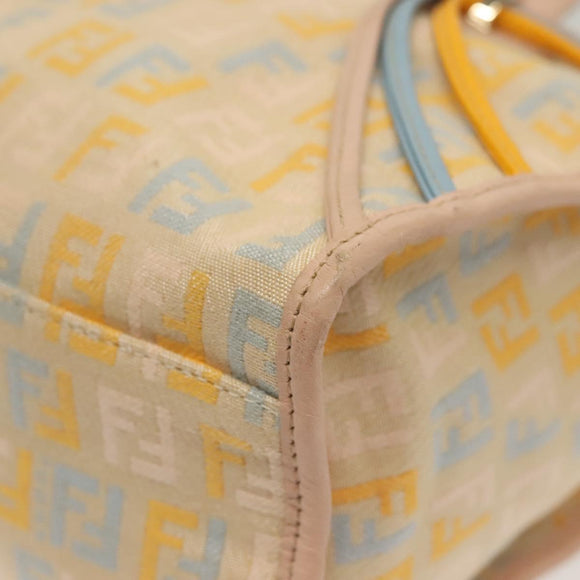 FENDI Zucchino Canvas Hand Bag Beige Gold Auth 135203