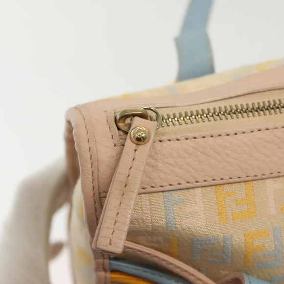 FENDI Zucchino Canvas Hand Bag Beige Gold Auth 135203