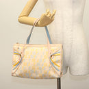 FENDI Zucchino Canvas Hand Bag Beige Gold Auth 135203-23