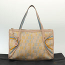 FENDI Zucchino Canvas Hand Bag Beige Gold Auth 135203-12