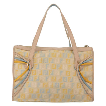 FENDI Zucchino Canvas Hand Bag Beige Gold Auth 135203 - 0