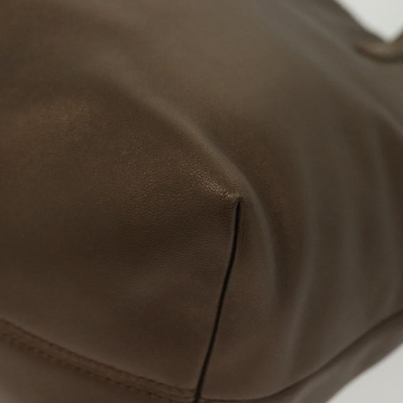 LOEWE Hand Bag Leather Brown Silver Auth 135204