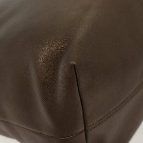 LOEWE Hand Bag Leather Brown Silver Auth 135204