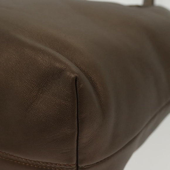 LOEWE Hand Bag Leather Brown Silver Auth 135204