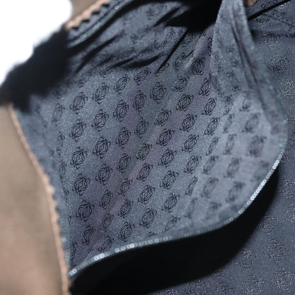 LOEWE Hand Bag Leather Brown Silver Auth 135204