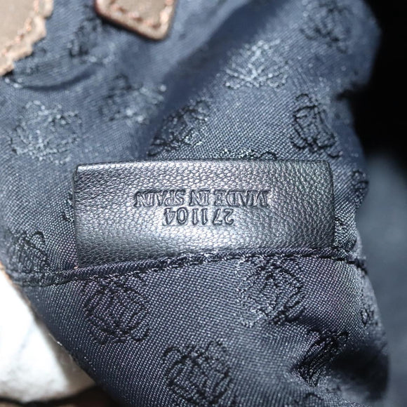 LOEWE Hand Bag Leather Brown Silver Auth 135204