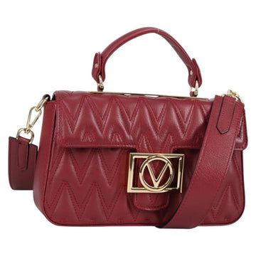 VALENTINO Hand Bag Leather 2way Red Gold Auth 135211V