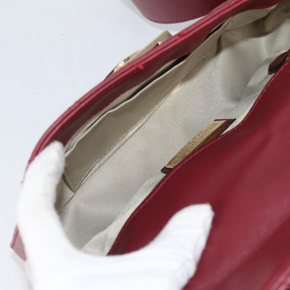 VALENTINO Hand Bag Leather 2way Red Gold Auth 135211V