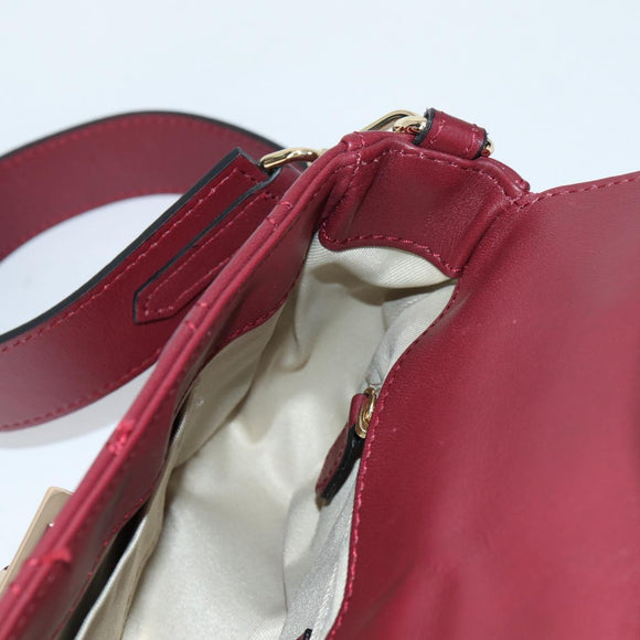 VALENTINO Hand Bag Leather 2way Red Gold Auth 135211V