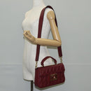 VALENTINO Hand Bag Leather 2way Red Gold Auth 135211V-25